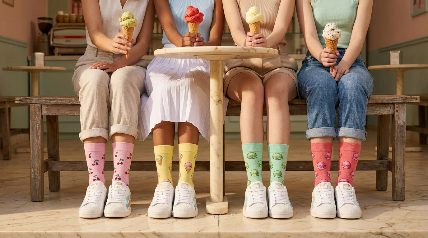 Natale Socken Edition – vier Designs mit Kirsche, Cono, Pistazie und Amarena